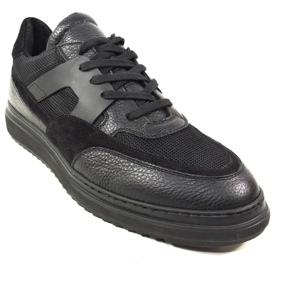 PRINCIPE DI BOLOGNA 🇮🇹 MEN'S BLACK LEATHER & SUEDE COMFORT WINTER SNEAKERS Sneakers